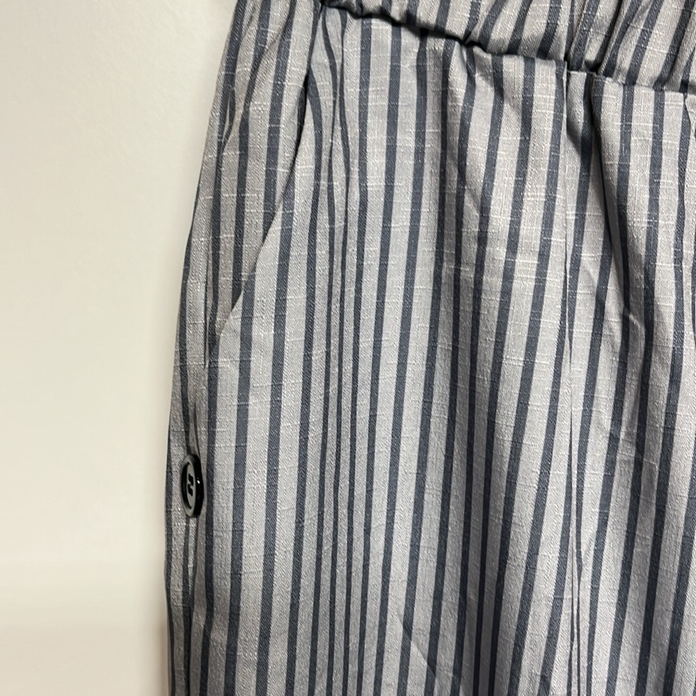 Striped Gray Pants Stretch Waist - Picture 4 of 11
